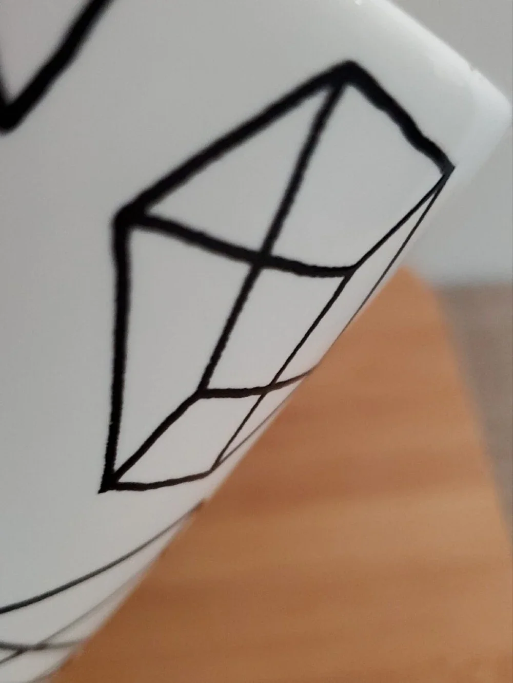 Starbucks White Mug with Green Circle and Black Geometric Print